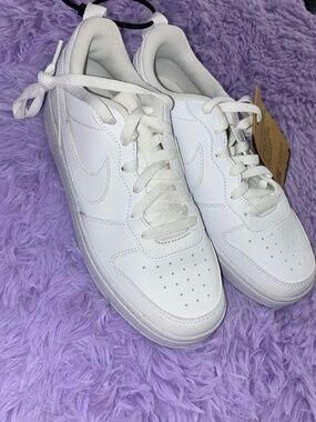 Nike Court Borough Low Recraft "Triple White" Next Nature Sneakers - Youth 6.5Y